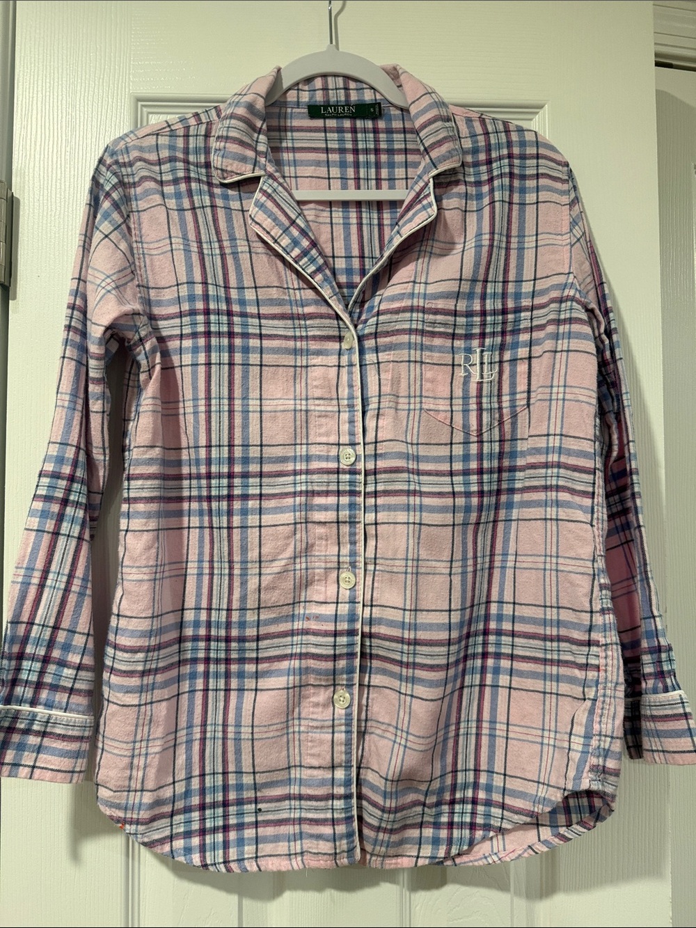 Lauren Ralph Lauren Pink Plaid Cotton Button-up sleepwear